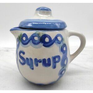 Vintage M. A. Hadley Ceramic Pottery Syrup Pitcher Tapping Tree Signed Farmhouse